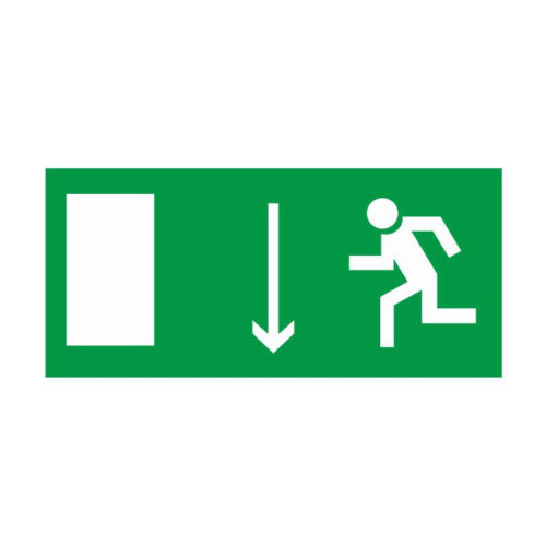 Знак E-10 «Указатель двери эвакуационного выхода (левосторонний)» 150×300 (самоклейка)