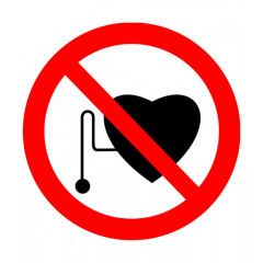 Знак P11 Запрещается работа (присутствие) людей со стимуляторами сердечной деятельности на самоклеящейся фотолюминесцентной плёнке на пластиковой основе, 200х200 НПО ПУЛЬС