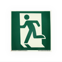 Знак E01-01 Выход здесь (левосторонний) на самоклеящейся фотолюминесцентной плёнке на пластиковой основе, 150х150 НПО ПУЛЬС